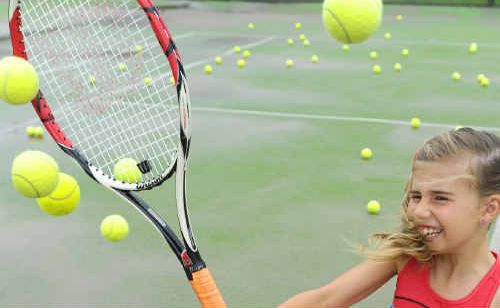 Young tennis tyro Lily Pade practising at the Westside tennis courts. Young tennis tyro Lily Pade practising at the Westside tennis courts.